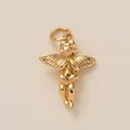 Polished gold cherub angel pendant with detailed wings and praying hands for necklace - Praying Angel Charm Pendant (Pendant Only (Without Chain))