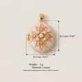 Detailed view of pink enamel locket pendant with size, weight, and material specs - Multi-Pearl Style