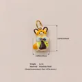 Detailed dimensions of 18K gold plated stainless steel fox animal charm pendant - Fox Pendant Type B