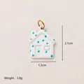White house shaped stainless steel pendant with blue polka dots, size 2.1x1.3cm, 3.8g weight - Blue Polka Dot House Pendant