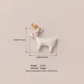 Hand-painted white enamel deer pendant with dimensions and weight for jewelry DIY - Lamb Pendant