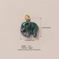 Colgante de elefante de cobre verde con anillo dorado para collares y joyería artesanal - Solo Colgante (Sin Cadena) / Colgante De Elefante
