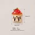 Detailed view of a cute red mushroom house charm with a tiny animal inside for DIY jewelry - Mushroom House Pendant