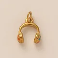Gold-plated headphone charm with colorful enamel dots for DIY jewelry and crafts - Gold Headphone Style