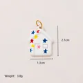 White house shaped stainless steel pendant charm with colorful stars for DIY jewelry making - Multicolor Star Pattern House Pendant