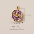 Vintage gold plated angel cherub locket pendant in purple enamel with dimensions - Purple Angel Style