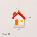 Red roof house-shaped enamel charm for DIY jewelry, stainless steel pendant with 2.1cm height - Red Roof House Pendant