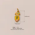 Stainless steel animal charm pendant with yellow enamel finish and dimension markers - Pendant Only (Without Chain) - Yellow Fox