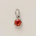 Minimalist round red crystal pendant DIY jewelry charm with silver-plated copper base - January Birthstone