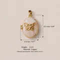 Gold-plated copper butterfly locket pendant with dimensions and weight specifications. - Butterfly Style