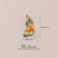 Hand-painted stainless steel cat charm pendant with 18K gold plated ring for DIY jewelry - Pendant Only (Without Chain) - Tabby Cat