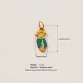 18K gold plated stainless steel fox animal pendant with colorful enamel finish detail - Pendant Only (Without Chain) - Green Fox
