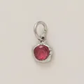 Elegant pink crystal flower pendant charm with silver finish for DIY jewelry making - June Birthstone