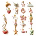 Selección de 20 lindos dijes de cerámica de animales y comida para joyería de DIY creativa - Colgante de Gato Lindo