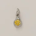 Teardrop-shaped silver-tone pendant with a brilliant round yellow stone for DIY jewelry - November Birthstone