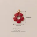 Detailed view of red flower pendant showing 14mm dimensions and copper material specs - Pendant Only (Without Chain) - Dotted Flower