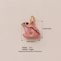 Small pink copper frog charm pendant with 13x16mm dimensions and gold jump ring - Pendant Only (Without Chain) - Red Frog
