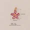 Detailed view of pink flower pendant with 14mm dimensions and copper material info - Pendant Only (Without Chain) - Dotted Pink Flower