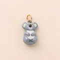 Adorable colgante de koala de cerámica pintado a mano con anillo dorado para collar DIY - Colgante Koala