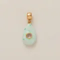 Elegant teardrop pendant with light green mottled enamel and crystal, copper gold-plated - Light Green