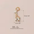 Detailed view of enamel giraffe charm pendant with measurements and material specs. - No. 3 Giraffe Design Pendant