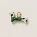 Colgante de perro salchicha con manchas verdes en acero inoxidable para joyas únicas - Colgante Perro Vestido