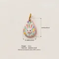Hand-painted cartoon rabbit water-drop pendant in stainless steel with 15mm height dimensions - Long Ear Rabbit Pendant / Pendant Accessory Only