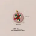 Round stainless steel pendant with strawberry flower print, 15mm size, for DIY jewelry - Round Strawberry Pendant