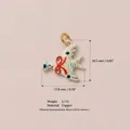 Colorful bird charm with red bow design in copper material for handmade DIY jewelry - No.4 White Bird Pendant with Red Bow