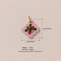 Minimalist pink square strawberry print pendant charm for DIY jewelry making 15mm size - Square Strawberry Pendant