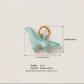 Colgante de dinosaurio azul claro de acero inoxidable con aro de oro de 18K para joyería DIY - Colgante Dinosaurio Cuello Largo / 19.2x9.6mm