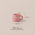 Schattige roze mini-beker hanger met witte strik voor DIY creatieve sieraden maken - Strik Roze Theekop Hanger (7) / Roze