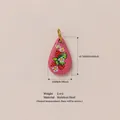 Pink stainless steel teardrop strawberry floral pendant with 15.76mm size detail - Waterdrop Strawberry Pendant