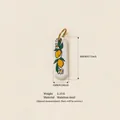 Floral print stainless steel pendant with 18K gold plating, shown with measurements - Rectangle Lemon Pendant