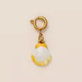 Colgante de concha de acero con esmalte blanco y amarillo y cierre de oro de 18k - Concha