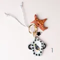 Exquisite hand-painted bird and star ceramic charm keychain for stylish bag decoration - Bird Polka Dot Cup Charm