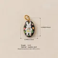 Pendentif ovale mignon lapin de dessin animé accessoire DIY en acier inoxydable - Pendentif Lapin À 7 Fleurs