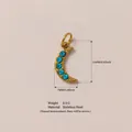Eleganter Halbmond-Edelstahlanhänger mit blauen Kristallen und Goldbeschichtung - Edelstein Mond