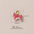 Colgante de perro con estampado de leopardo rosa de acero inoxidable y aro dorado - 10-Colgante de Cachorro Rosa