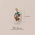 Stainless steel hexagonal pendant with vintage orange fruit print in 18K gold plating - Orange Pendant