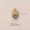 Pendentif lapin dessin animé ovale en acier peint à la main avec robe rouge pour bijoux - Pendentif Lapin En Colère (8)