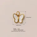 Vergoldeter Schmetterlingsanhänger aus Edelstahl mit weißem Emaille-Inlay Dekor - Weiße Muschel Schmetterling