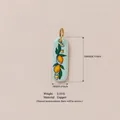 Vintage style lemon print rectangular copper pendant with dimensions and weight specs - Lemon Charm