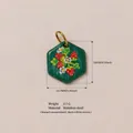 Hexagonal stainless steel strawberry floral print pendant charm for DIY jewelry making 14mm - Hexagonal Strawberry Pendant