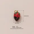 Schattige mini rode aardbei hanger van roestvrij staal voor doe-het-zelf sieraden maken - Zwart en Rood Chili Hanger (14) / Rood