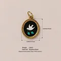 Pendentif vintage en acier inoxydable doré avec motif colombe en émail sur fond noir - Pendentif Peinture Pigeon Vintage Seul (Sans Chaîne) / Or
