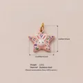 Pendentif en forme d'étoile rose avec tête de lapin 3D et imprimé floral pour bricolage - Pendentif Lapin À 11 Lys