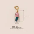 Ciondolo a forma di pappagallo rosa e blu in acciaio inossidabile dorato, 20x8 mm - Pappagallo