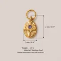 18K gold plated stainless steel oval pendant with purple zircon and size markers - Oval Textured Stone Pendant / 12x7mm / Gold with Purple