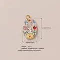 Pendentif lapin en émail et acier inoxydable pour la création de bijoux DIY artisanaux - Pendentif Lapin Double Fleur